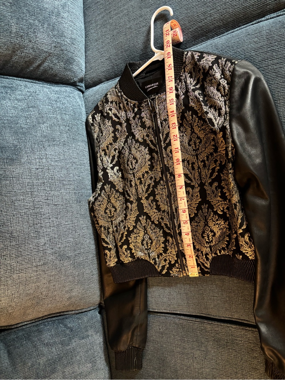Lamarque Leather Black and Gold Bomber Jacket - Picture 11 of 12